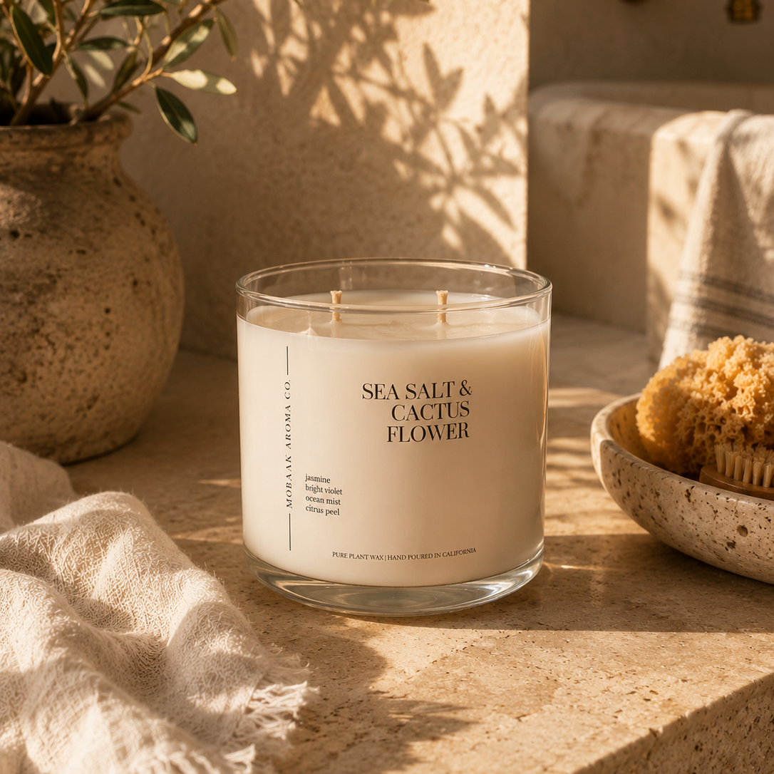 Sea Salt &amp; Cactus Flower Candle by Mobaak Aromatherapy Shoppe