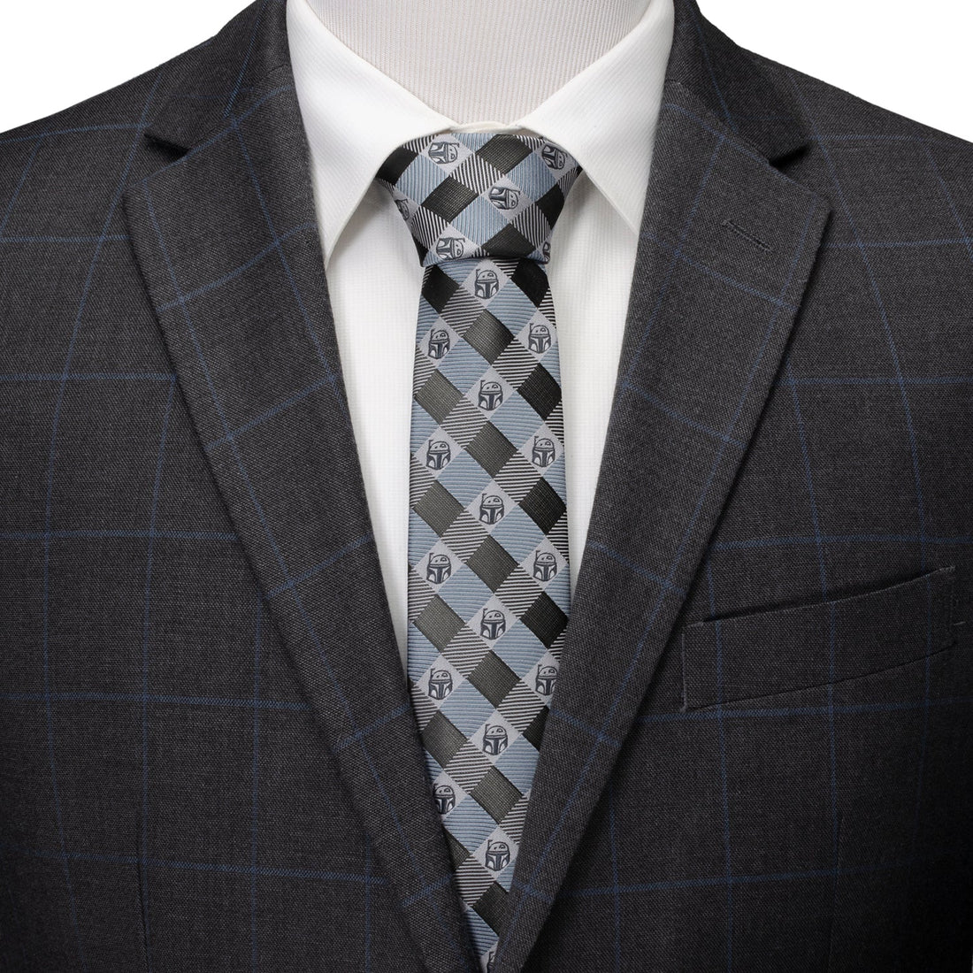 Star Wars Boba Fett Blue and Gray Plaid Tie by Cufflinks.com