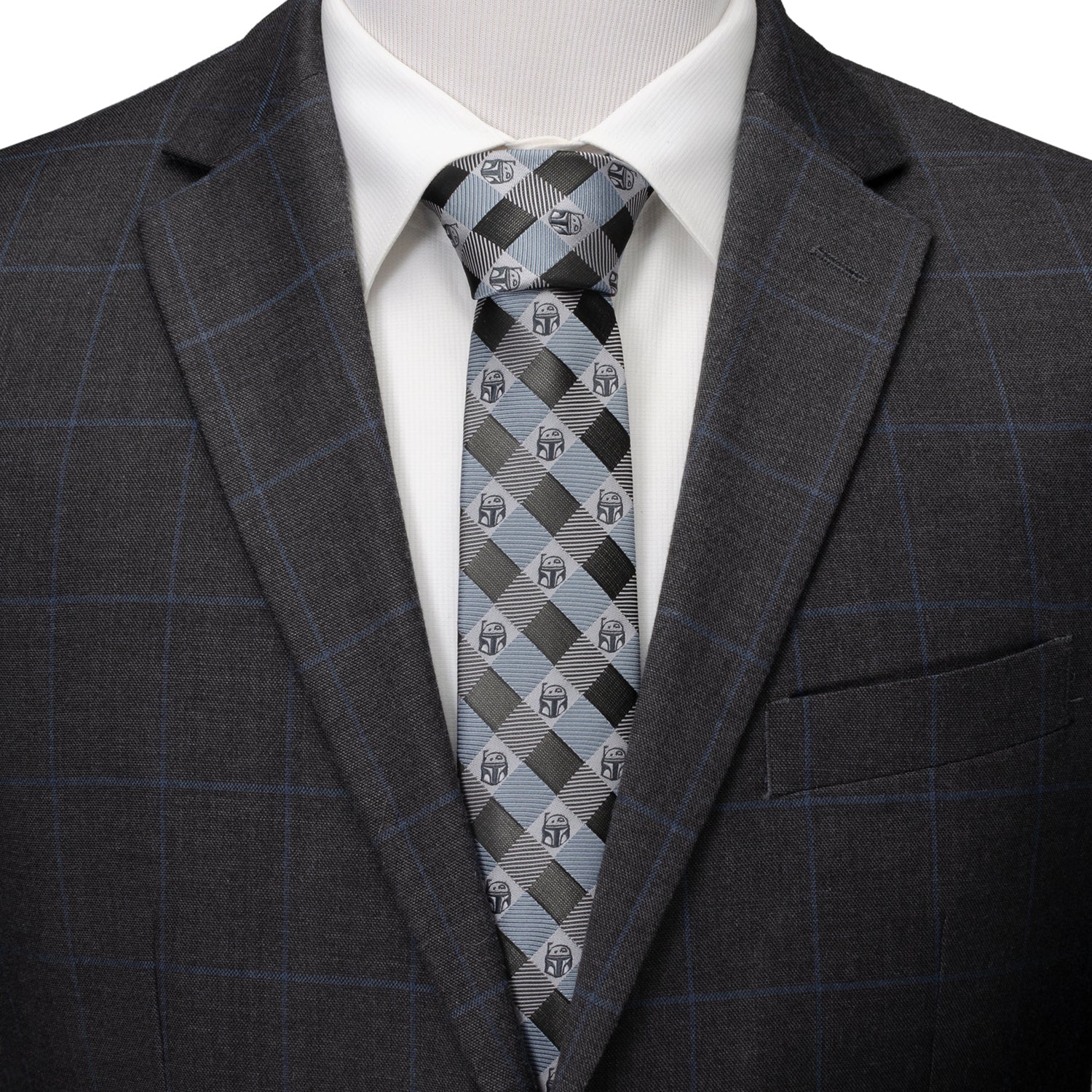Star Wars Boba Fett Blue and Gray Plaid Tie by Cufflinks.com