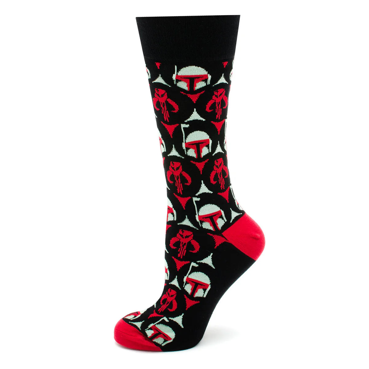 Star Wars Boba Fett and Mythosaur Black and Red Dress Socks and Crest Lapel Pin Gift Set by Cufflinks.com