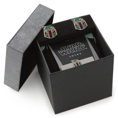 Star Wars Boba Fett Cufflinks, Tie Bar, and Dress Socks Gift Set