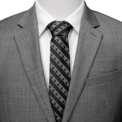 Star Wars Grogu Black and Gray Striped Tie by Cufflinks.com