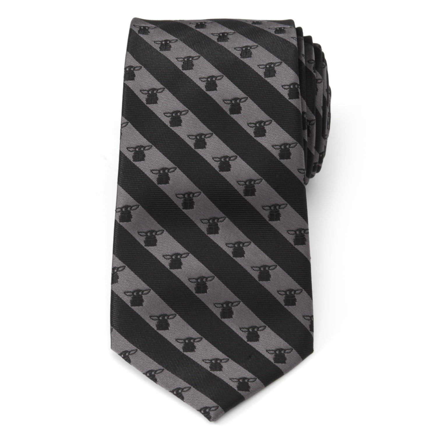 Star Wars Grogu Black and Gray Striped Tie by Cufflinks.com