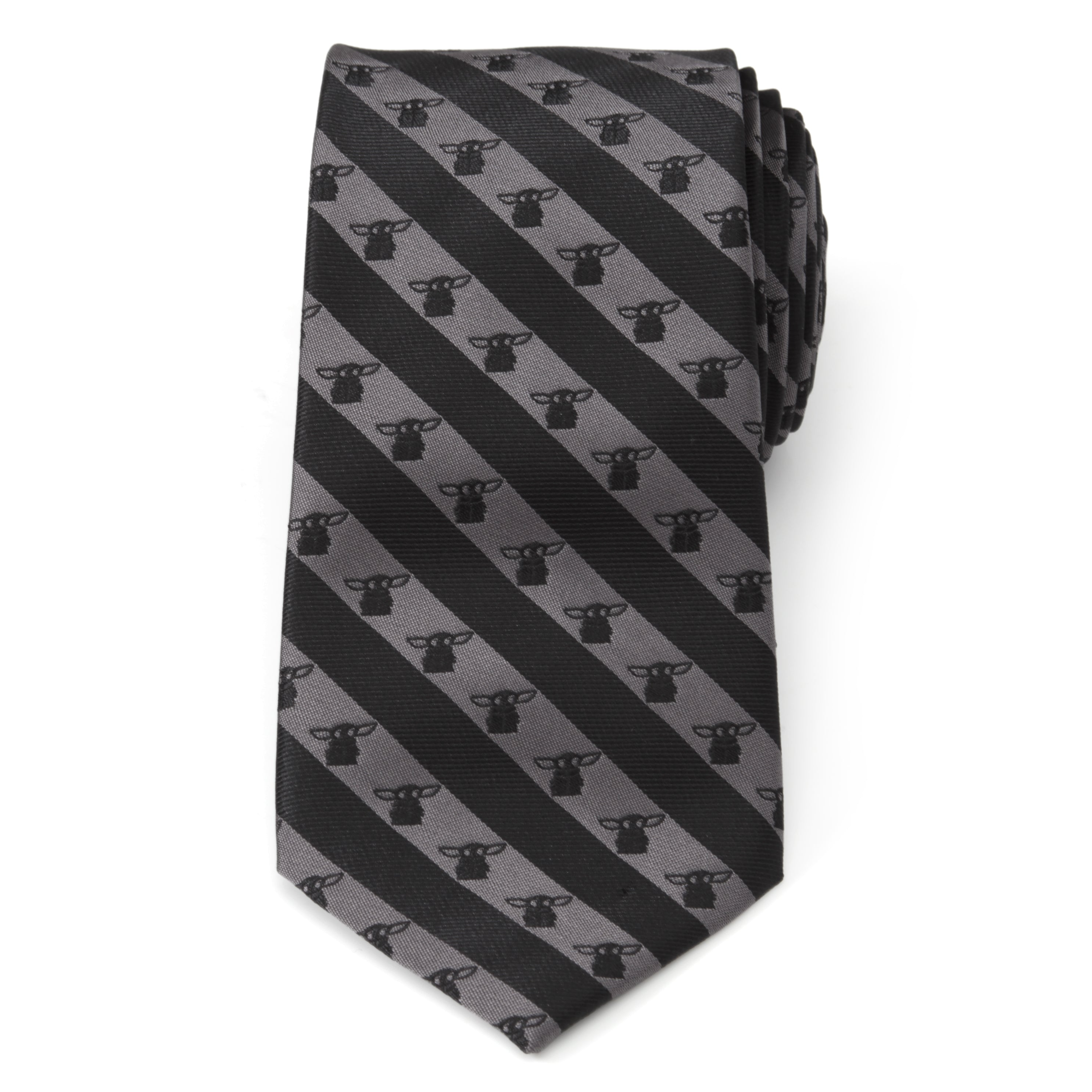 Star Wars Grogu Black and Gray Striped Tie by Cufflinks.com