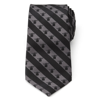 Star Wars Grogu Black and Gray Striped Tie by Cufflinks.com