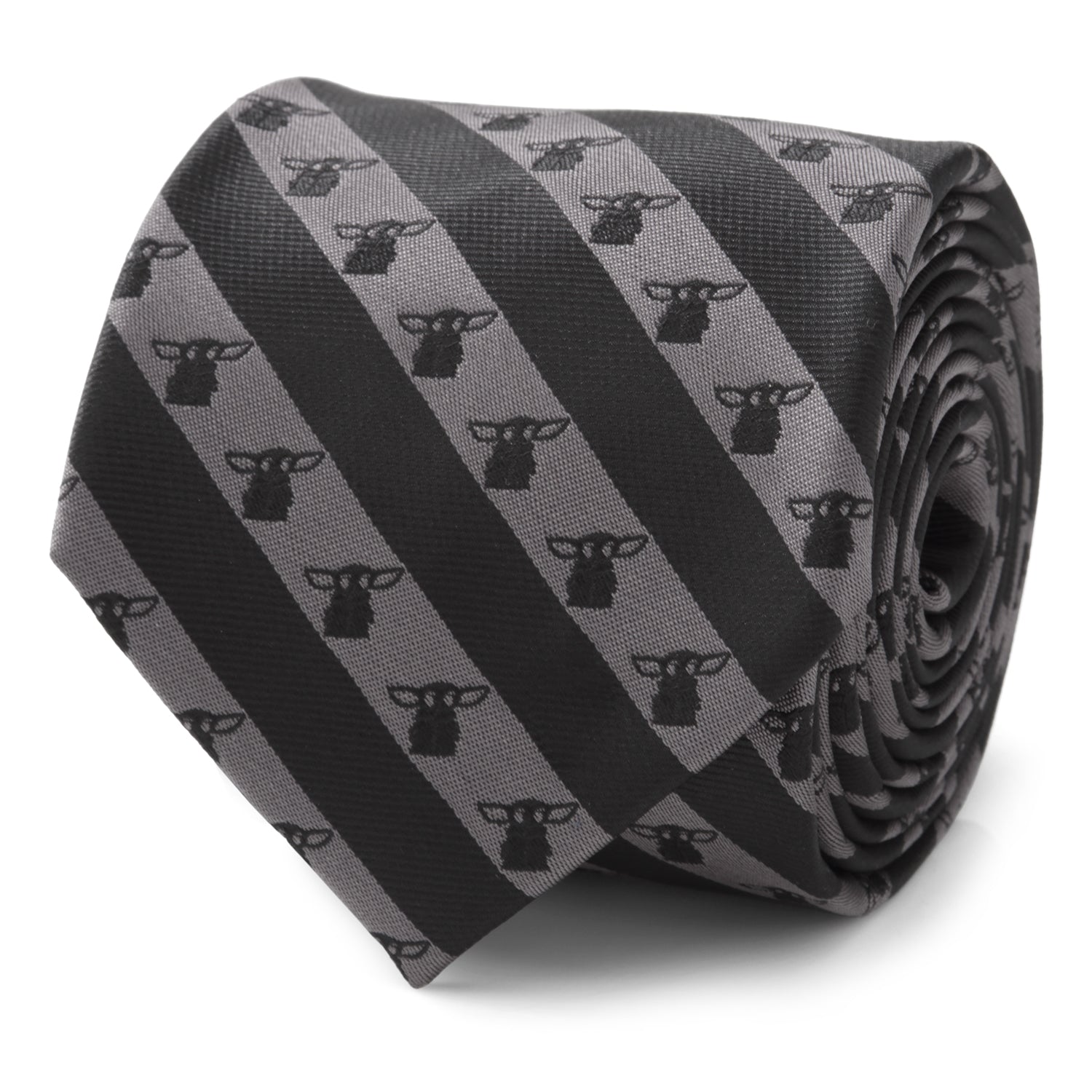 Star Wars Grogu Black and Gray Striped Tie by Cufflinks.com