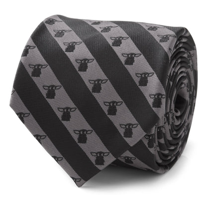 Star Wars Grogu Black and Gray Striped Tie by Cufflinks.com