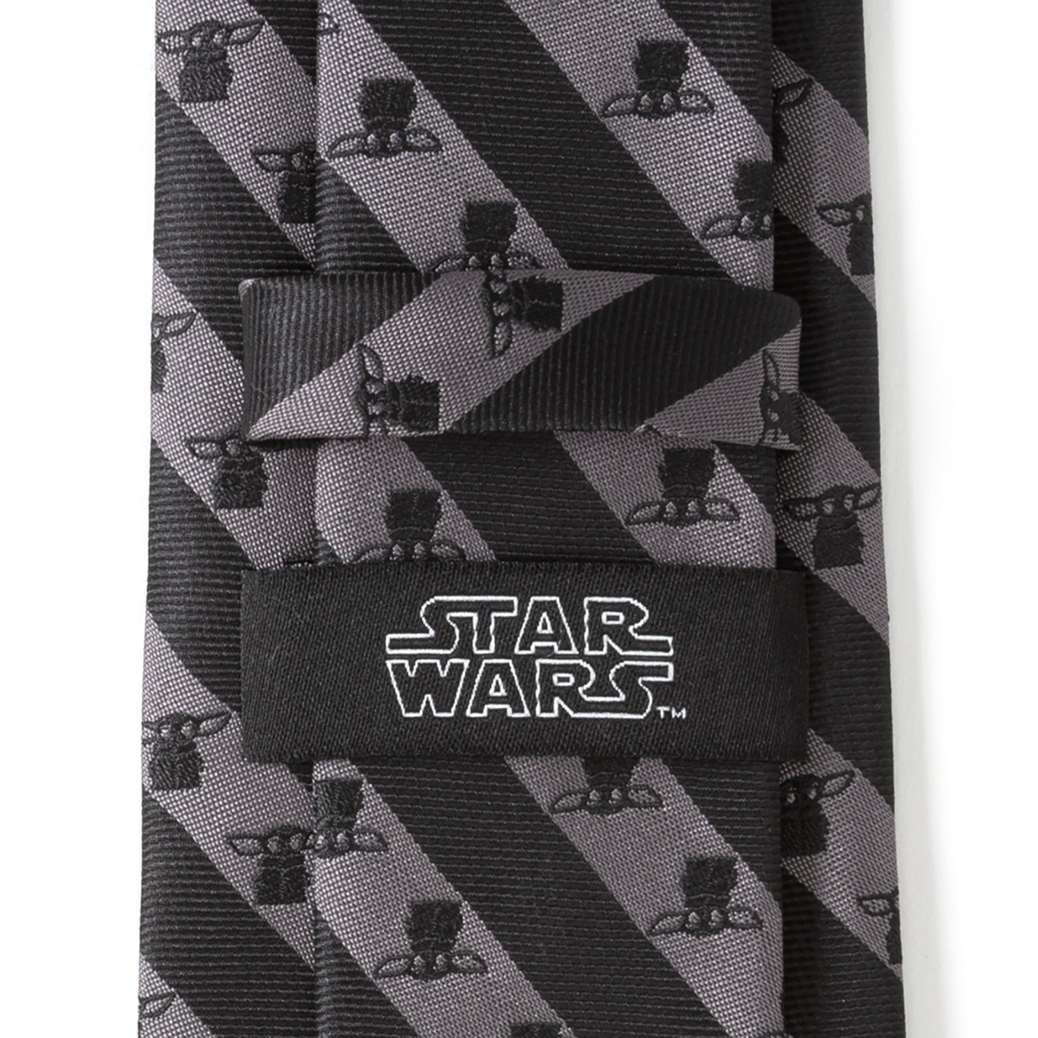 Star Wars Grogu Black and Gray Striped Tie by Cufflinks.com