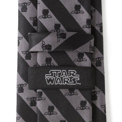 Star Wars Grogu Black and Gray Striped Tie by Cufflinks.com