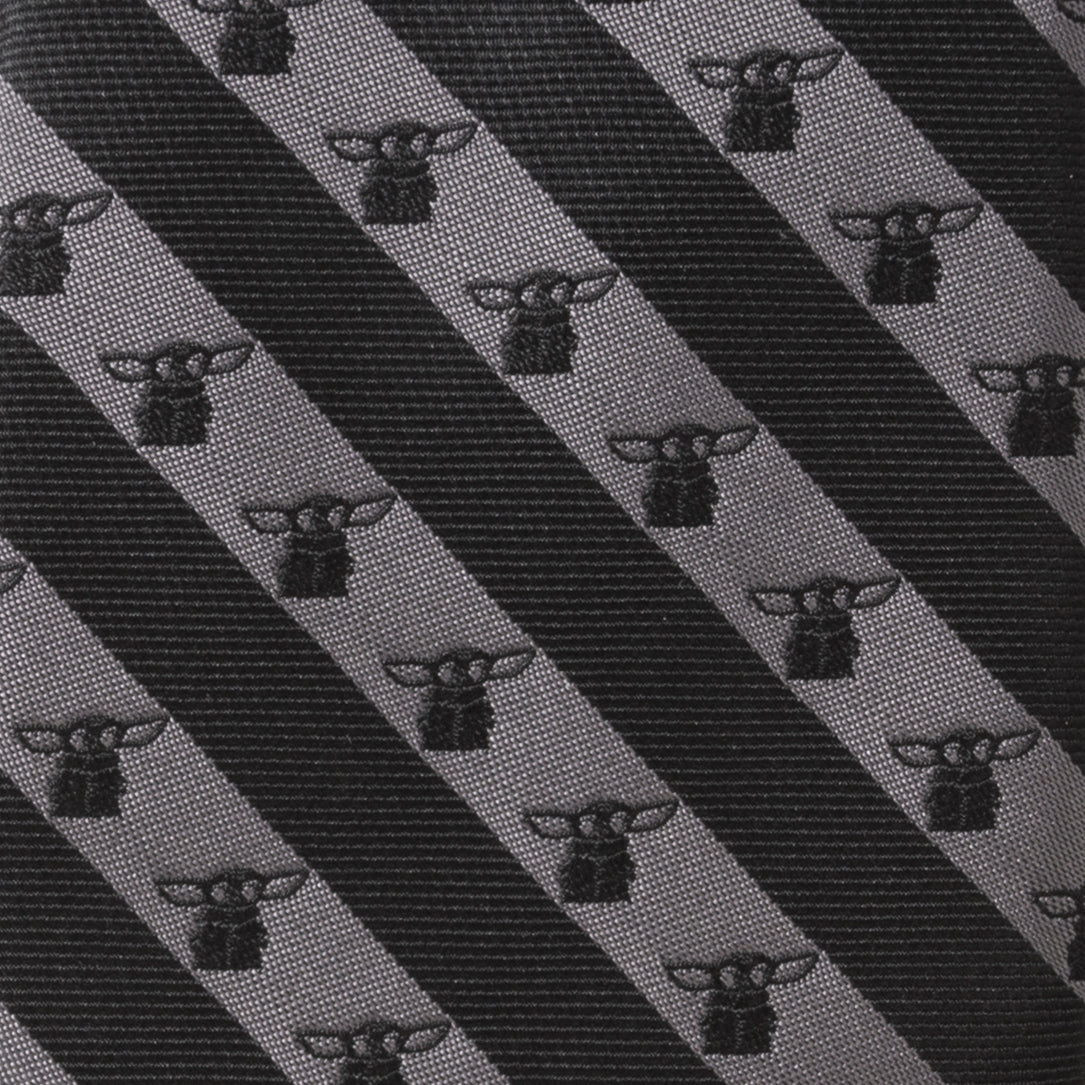 Star Wars Grogu Black and Gray Striped Tie by Cufflinks.com
