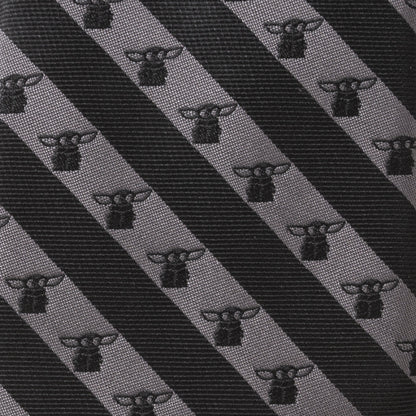 Star Wars Grogu Black and Gray Striped Tie by Cufflinks.com