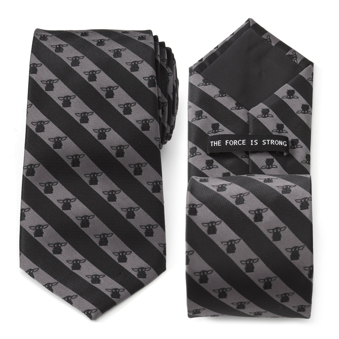 Star Wars Grogu Black and Gray Striped Tie by Cufflinks.com