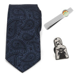 Star Wars Mandalorian and Grogu Navy Paisley Tie, Grogu Tie Bar, and Lapel Pin Gift Set