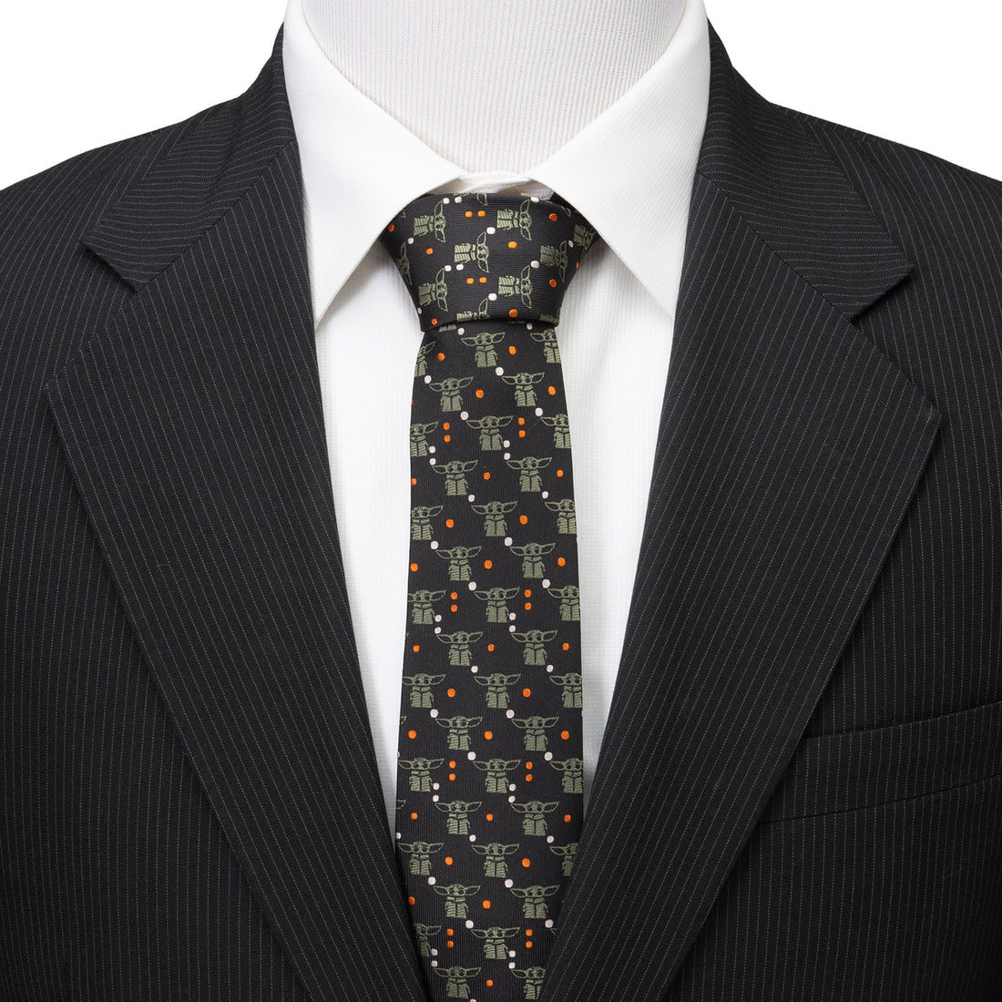 Star Wars Grogu Black and Orange Dotted Tie by Cufflinks.com