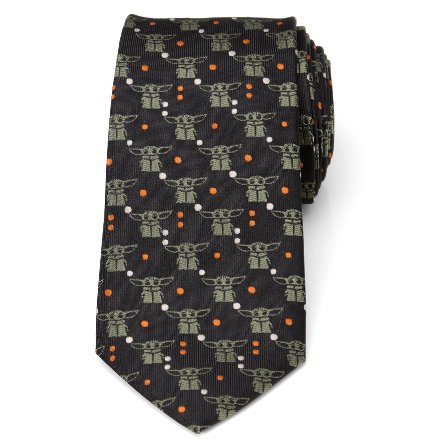 Star Wars Grogu Black and Orange Dotted Tie by Cufflinks.com