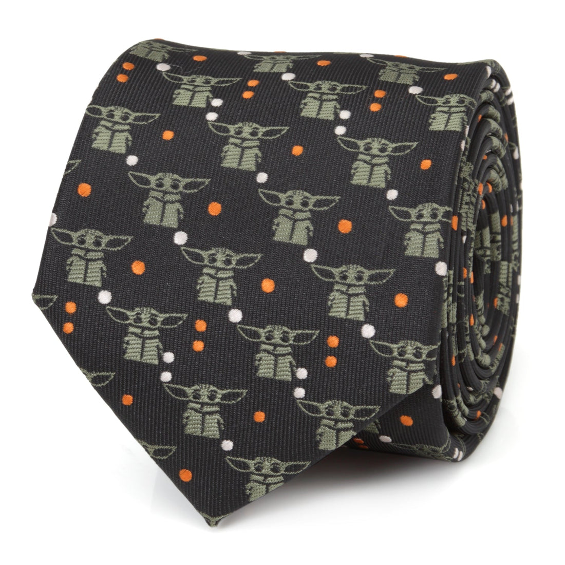 Star Wars Grogu Black and Orange Dotted Tie by Cufflinks.com