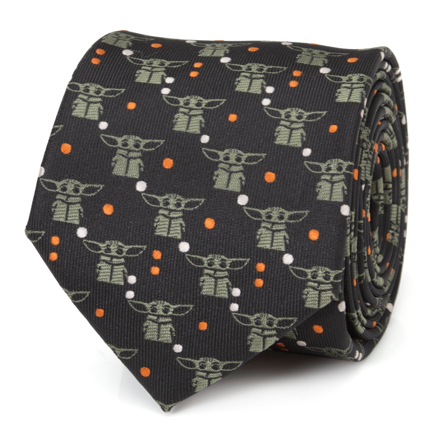 Star Wars Grogu Black and Orange Dotted Tie by Cufflinks.com
