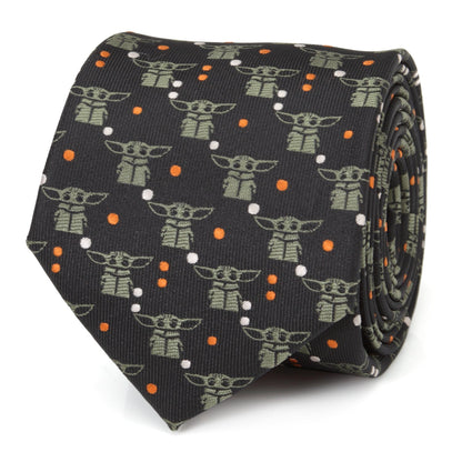 Star Wars Grogu Black and Orange Dotted Tie by Cufflinks.com