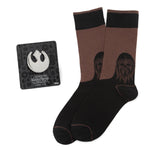 Star Wars Chewbacca Brown and Black Dress Socks and Rebel Alliance Starbird Crest Lapel Pin Gift Set 