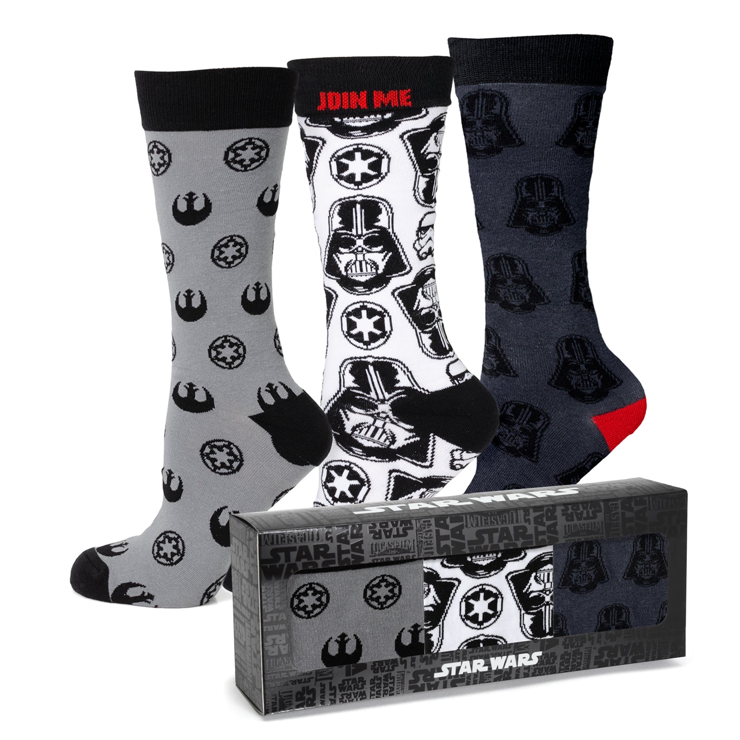 Star Wars Darth Vader Black, White, and Gray Dress Socks and Lapel Pin Gift Set