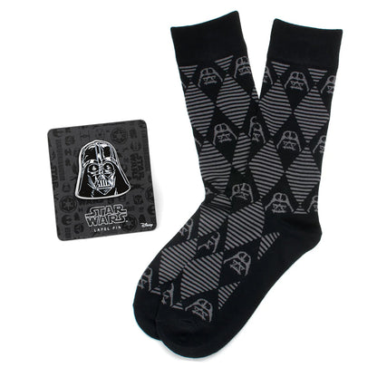 Star Wars Darth Vader Black Argyle Dress Socks and Lapel Pin Gift Set by Cufflinks.com