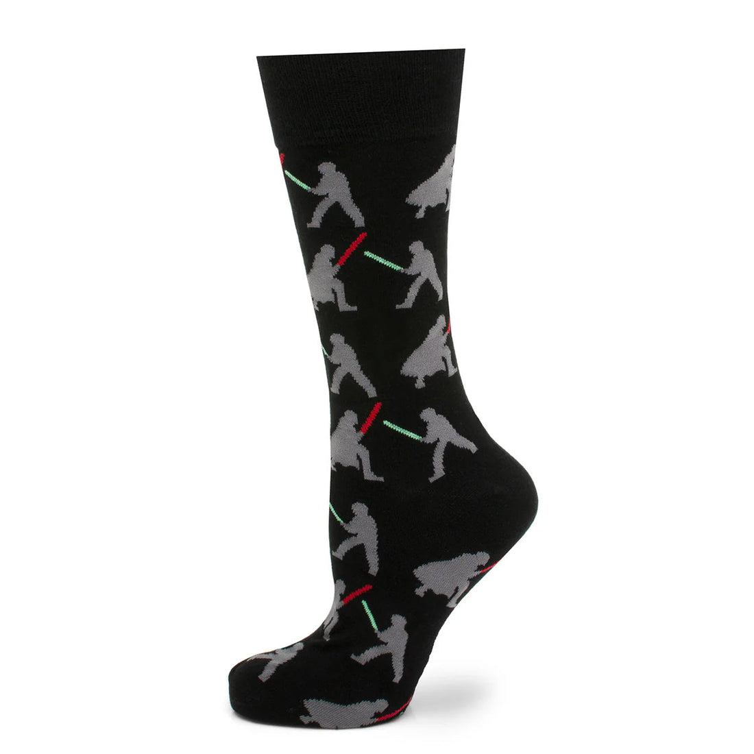 Star Wars Darth Vader and Luke Skywalker LIGHTSABER Battle Black Dress Socks and Darth Vader Lapel Pin Gift Set by Cufflinks.com