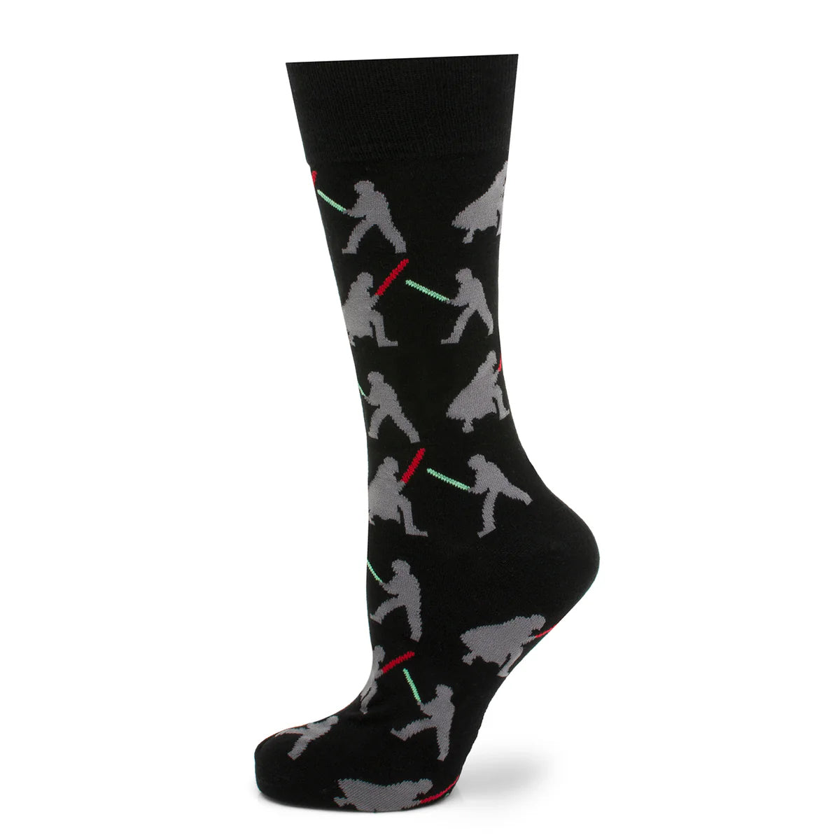 Star Wars Darth Vader and Luke Skywalker LIGHTSABER Battle Black Dress Socks and Darth Vader Lapel Pin Gift Set by Cufflinks.com
