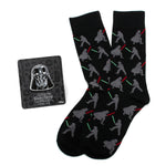 Star Wars Darth Vader and Luke Skywalker LIGHTSABER Battle Black Dress Socks and Darth Vader Lapel Pin Gift Set 