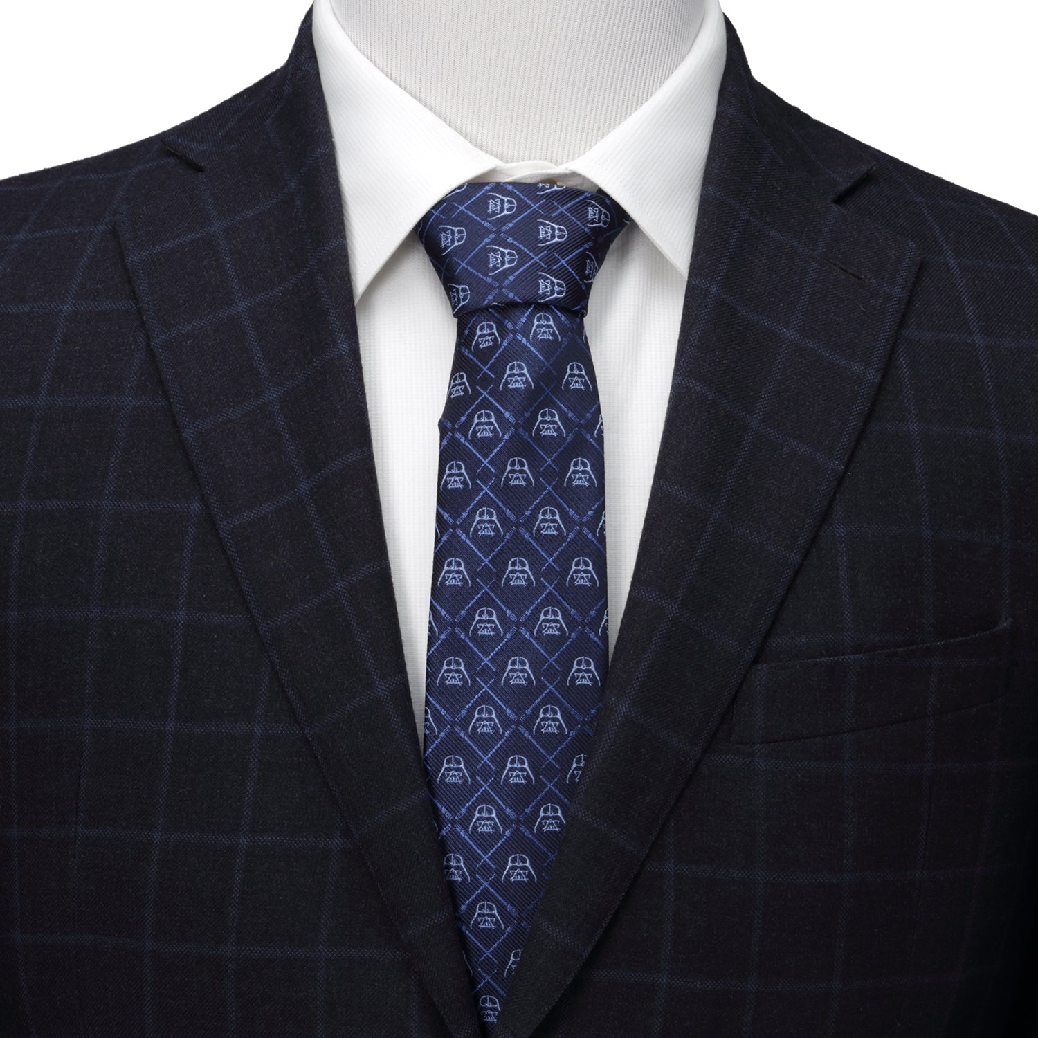 Star Wars Darth Vader and LIGHTSABER Blue Checkered Tie by Cufflinks.com