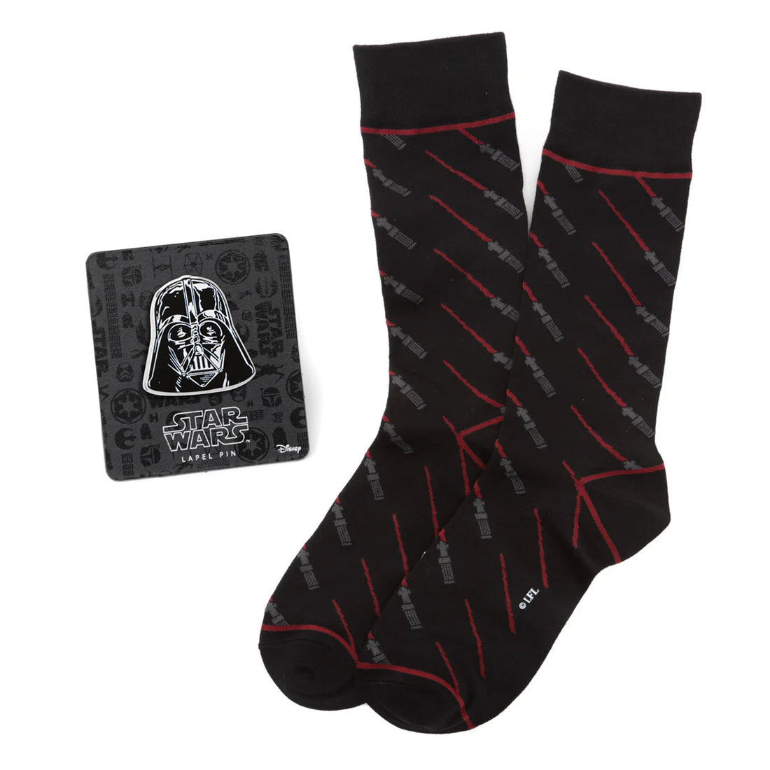 Star Wars Darth Vader LIGHTSABER Black Socks and Lapel Pin Gift Set