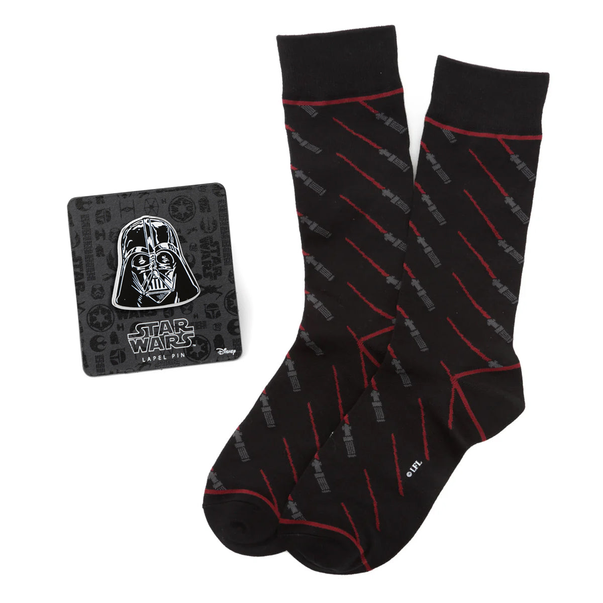 Star Wars Darth Vader LIGHTSABER Black Socks and Lapel Pin Gift Set by Cufflinks.com