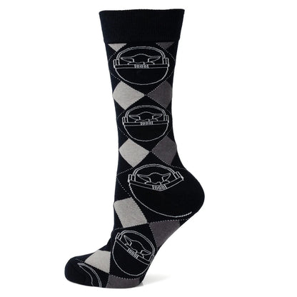 Star Wars Grogu Charcoal Gray Argyle Socks and Lapel Pin Gift Set by Cufflinks.com
