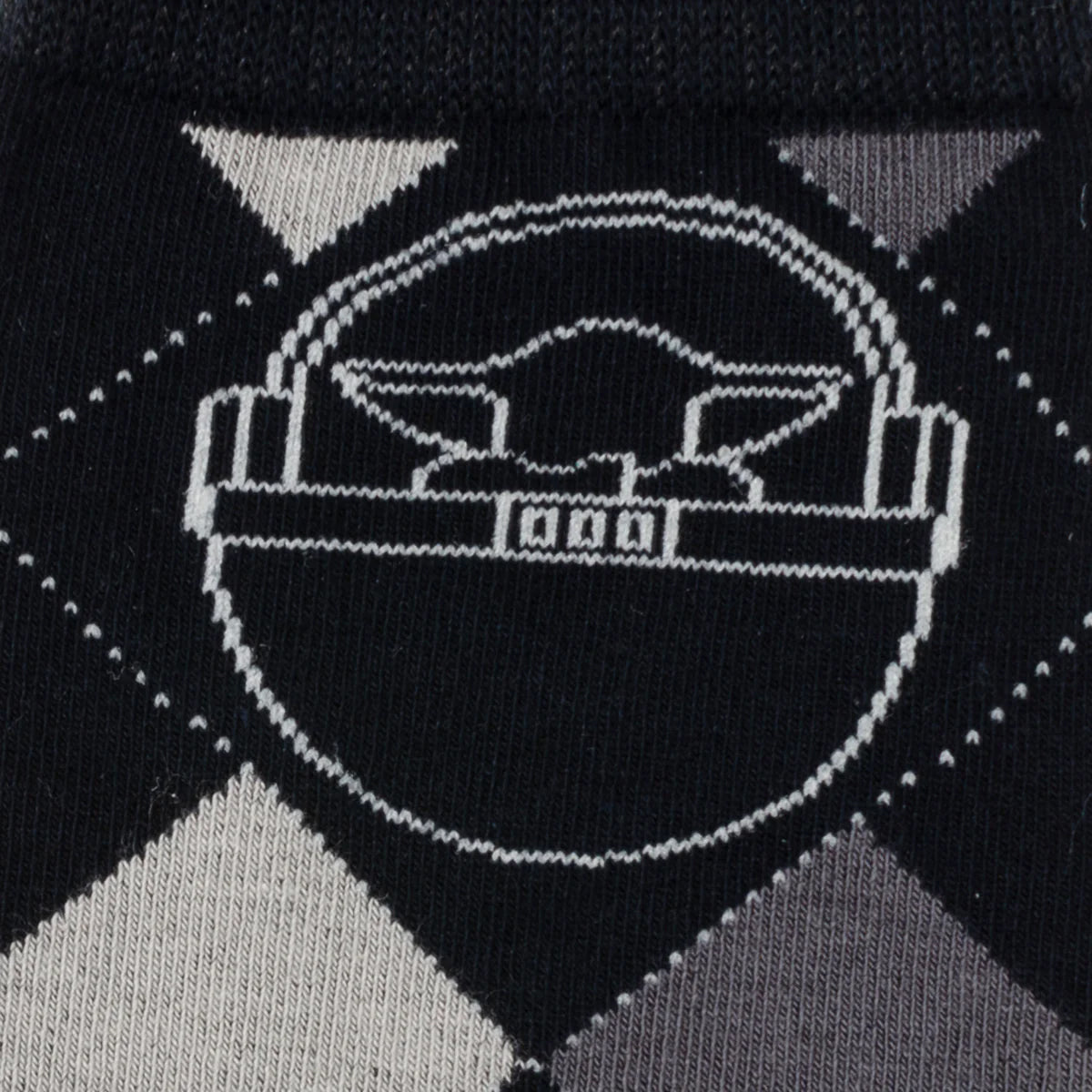 Star Wars Grogu Charcoal Gray Argyle Socks and Lapel Pin Gift Set by Cufflinks.com