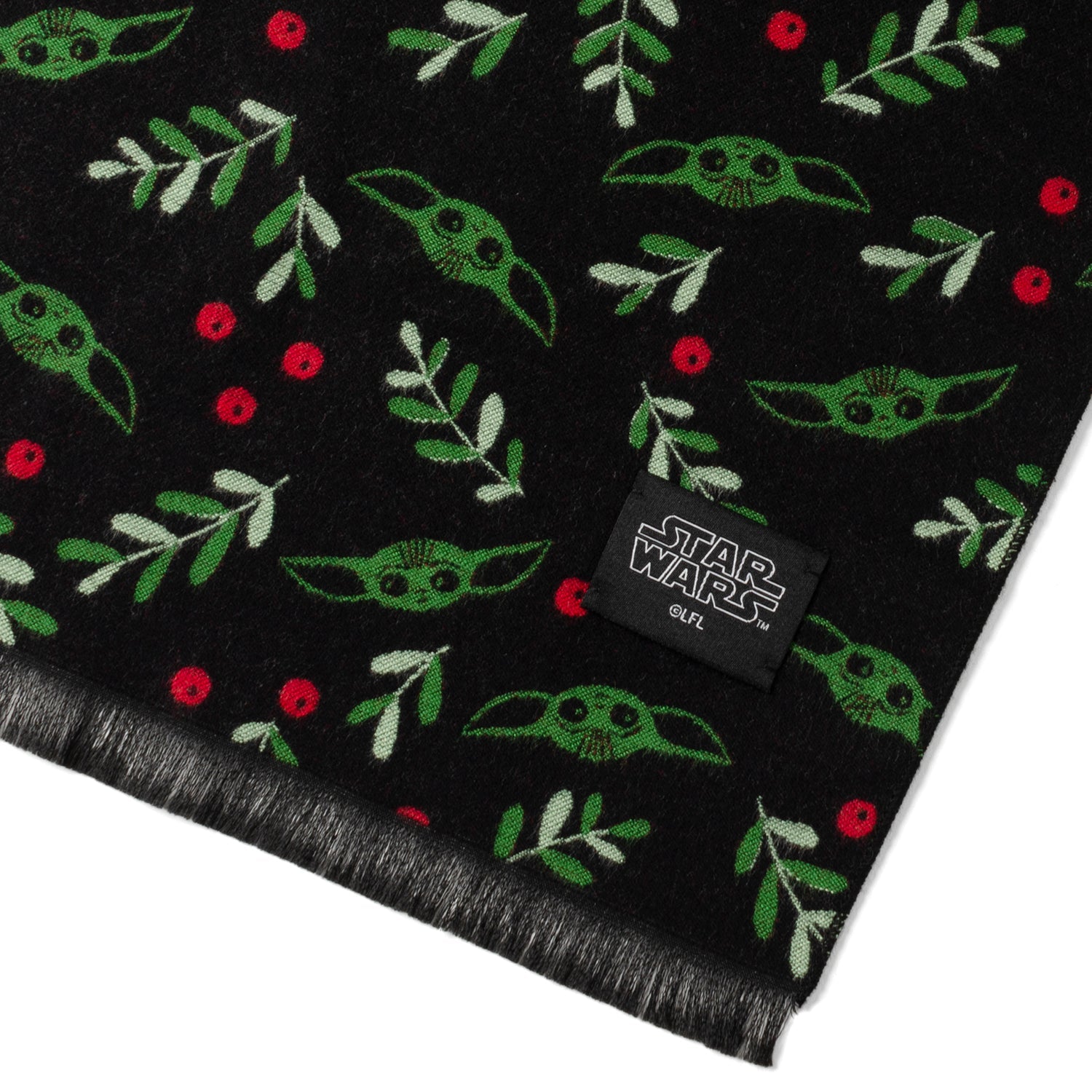 Star Wars Grogu Holiday Black and Green Scarf by Cufflinks.com