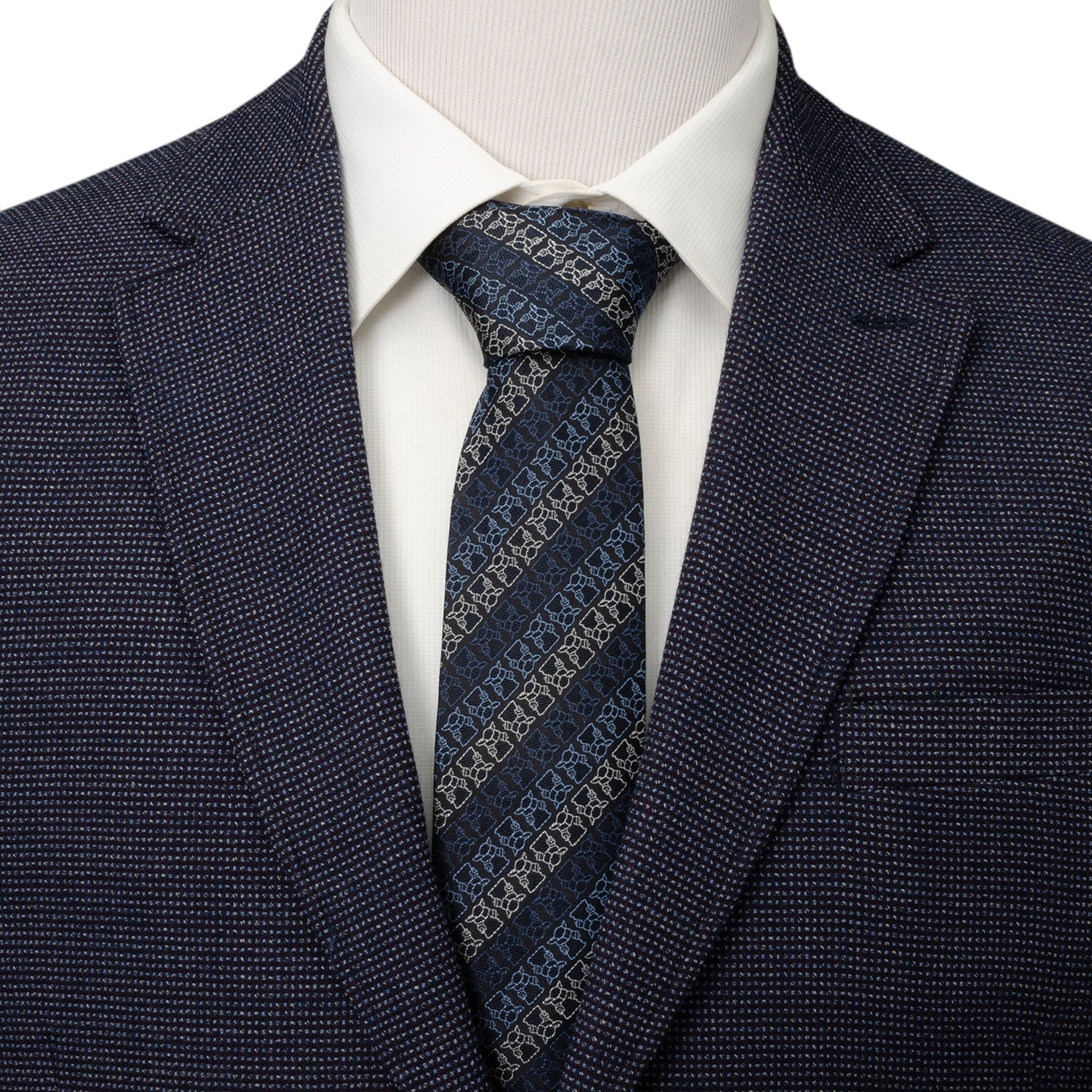 Star Wars Grogu Outline Striped Navy Tie by Cufflinks.com