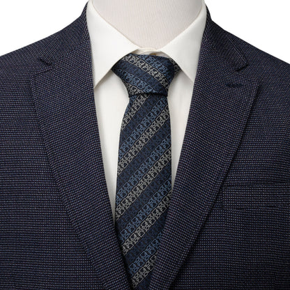 Star Wars Grogu Outline Striped Navy Tie by Cufflinks.com