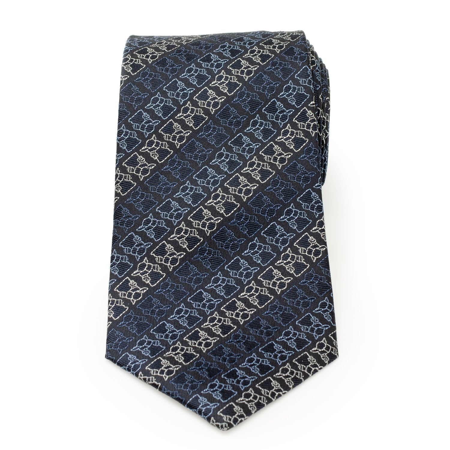 Star Wars Grogu Outline Striped Navy Tie by Cufflinks.com