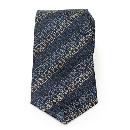 Star Wars Grogu Outline Striped Navy Tie by Cufflinks.com