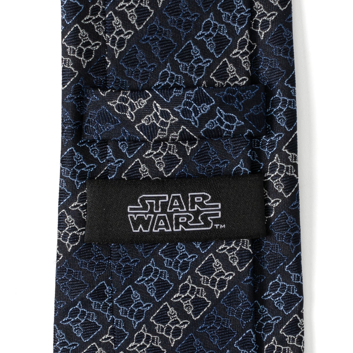 Star Wars Grogu Outline Striped Navy Tie by Cufflinks.com
