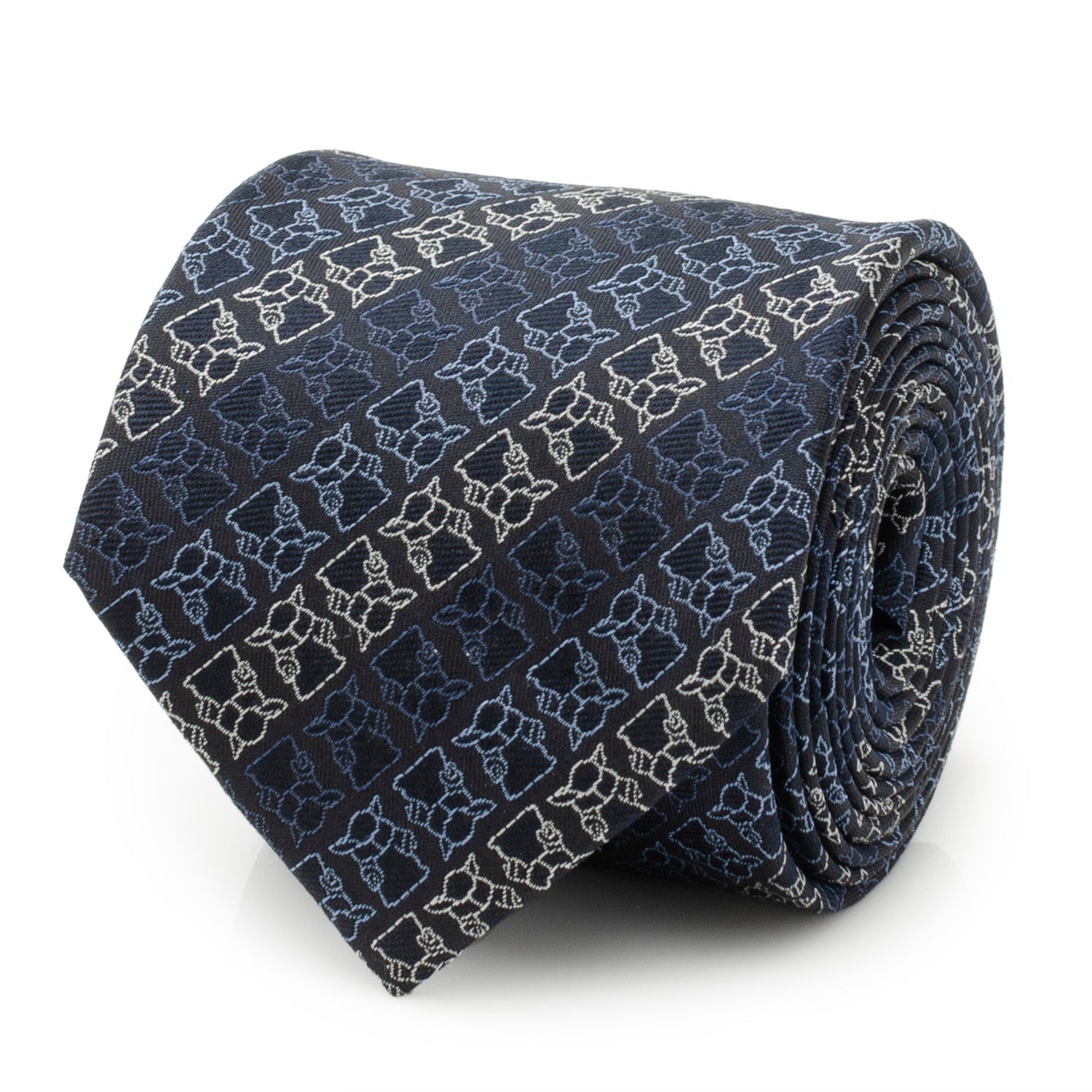 Star Wars Grogu Outline Striped Navy Tie by Cufflinks.com