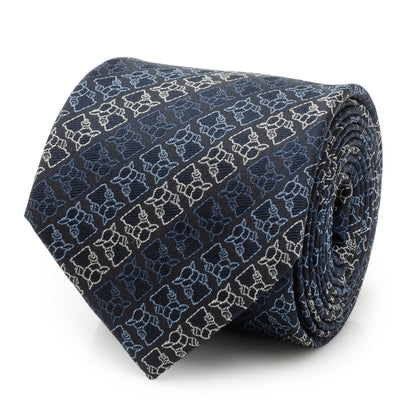 Star Wars Grogu Outline Striped Navy Tie by Cufflinks.com