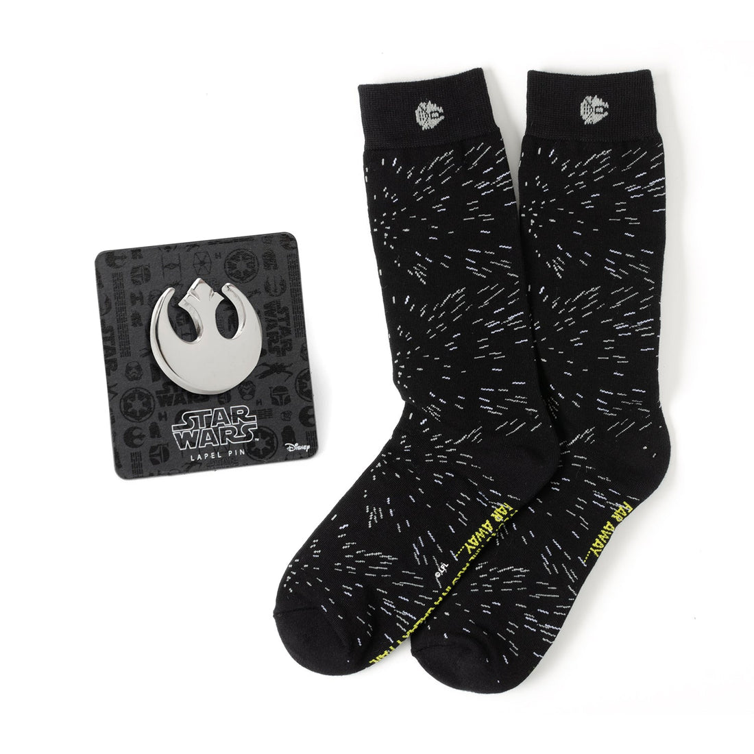 Star Wars Hyperspace Black Dress Socks and Rebel Crest Lapel Pin Gift Set by Cufflinks.com