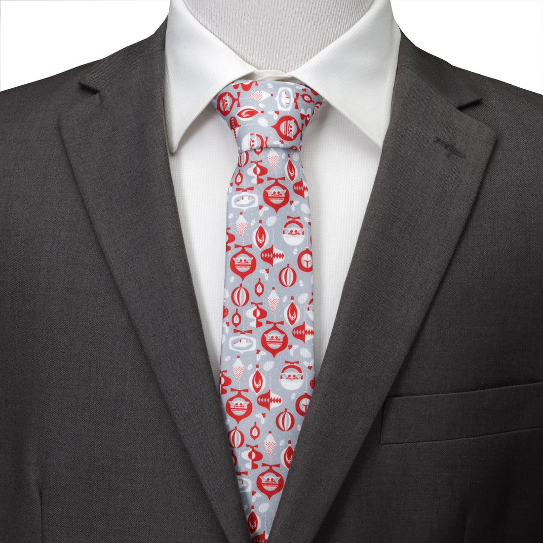 Star Wars Mandalorian and Grogu Gray and Red Holiday Tie by Cufflinks.com