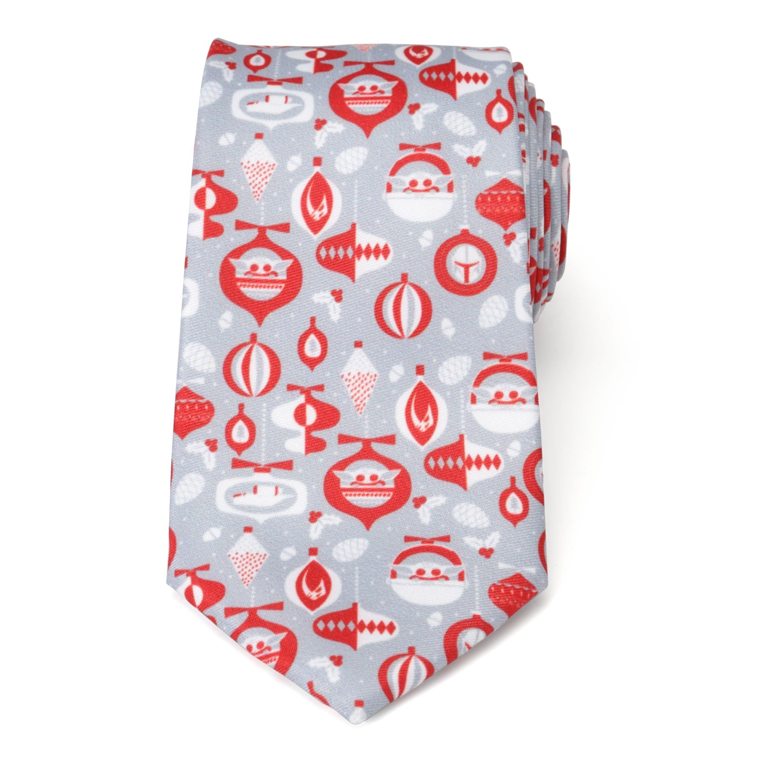 Star Wars Mandalorian and Grogu Gray and Red Holiday Tie by Cufflinks.com