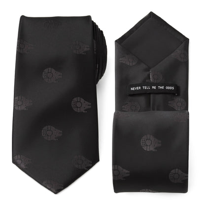 Star Wars Millennium Falcon Black Tie, X-Wing and Tie Fighter Battle Dress Socks, and Hyperspace Glow-in-the-Dark Tie Bar Gift Set