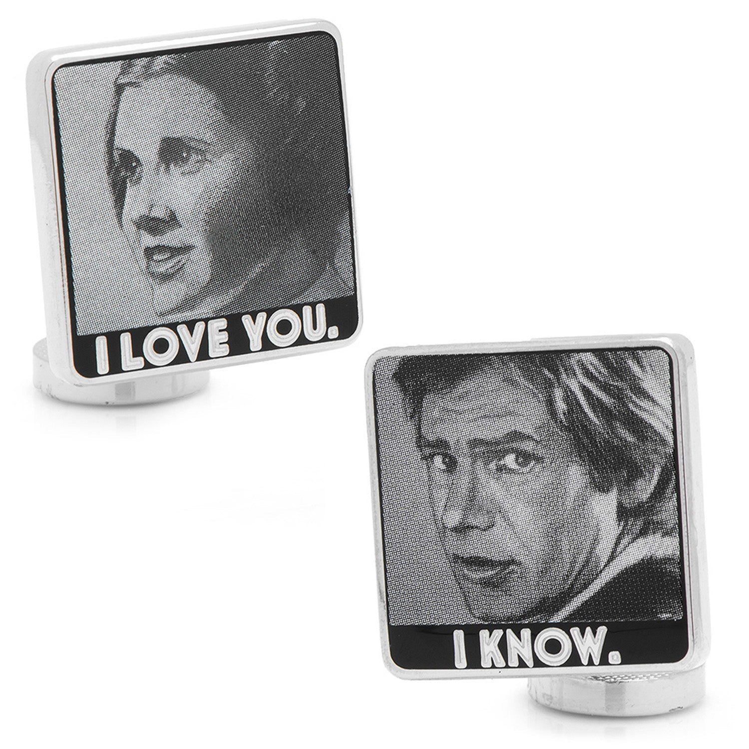 Star Wars Princess Leia and Han Solo "I Love You / I Know" Cufflinks with Hidden Message Tie Bar Gift Set