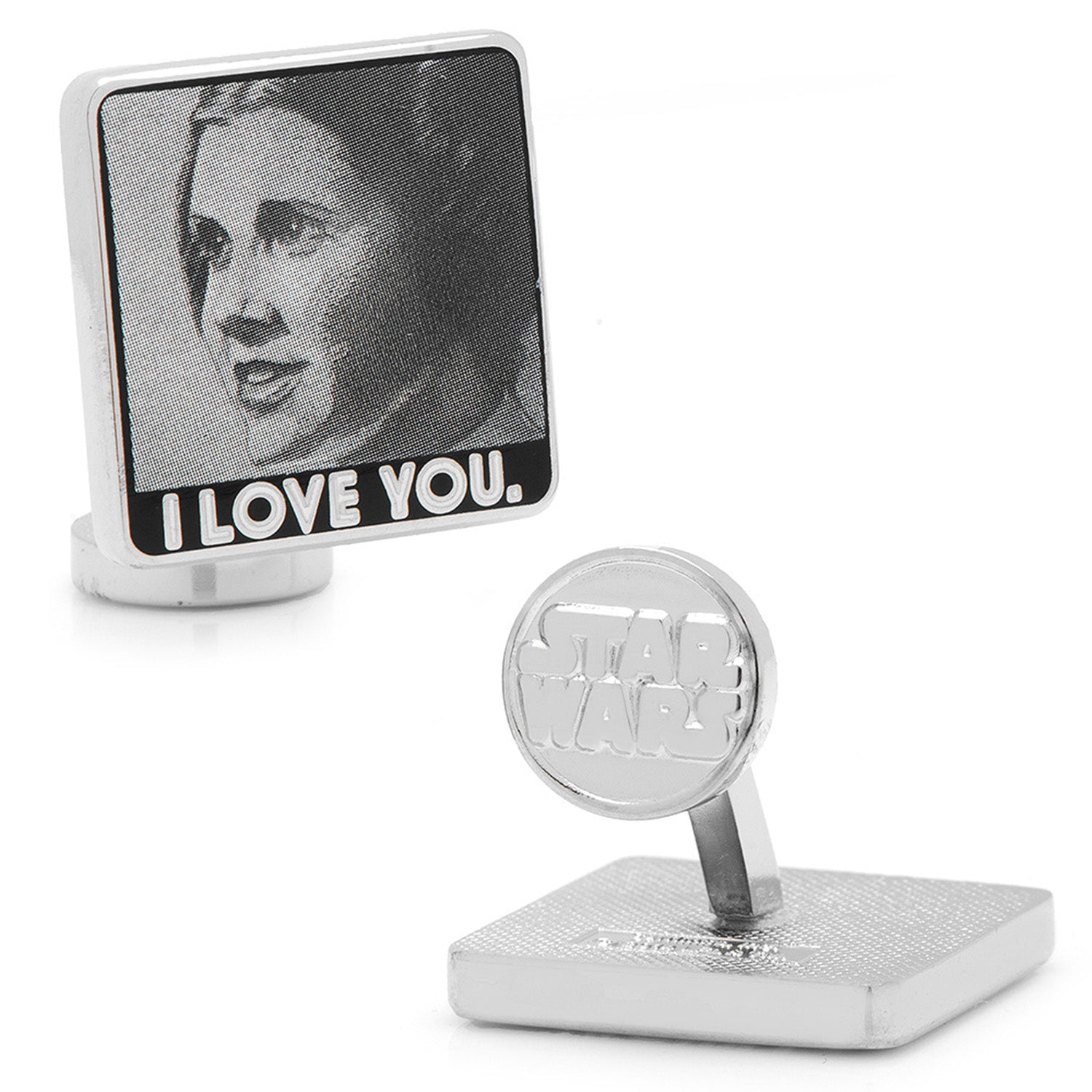 Star Wars Princess Leia and Han Solo "I Love You / I Know" Cufflinks with Hidden Message Tie Bar Gift Set