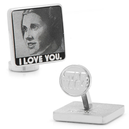 Star Wars Princess Leia and Han Solo "I Love You / I Know" Cufflinks with Hidden Message Tie Bar Gift Set
