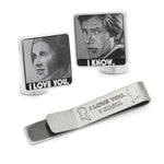 Star Wars Princess Leia and Han Solo "I Love You / I Know" Cufflinks with Hidden Message Tie Bar Gift Set