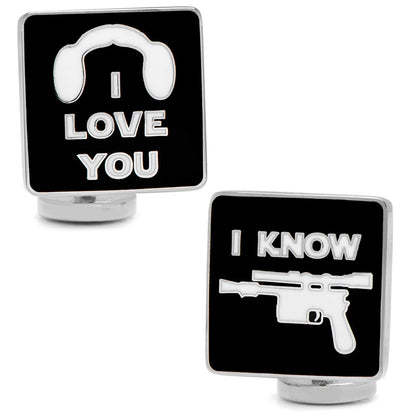 Star Wars Princess Leia and Han Solo "I Love You / I Know" Icon Cufflinks by Cufflinks.com
